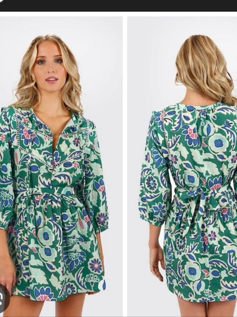 Zara Green Floral Mini Dress Size S